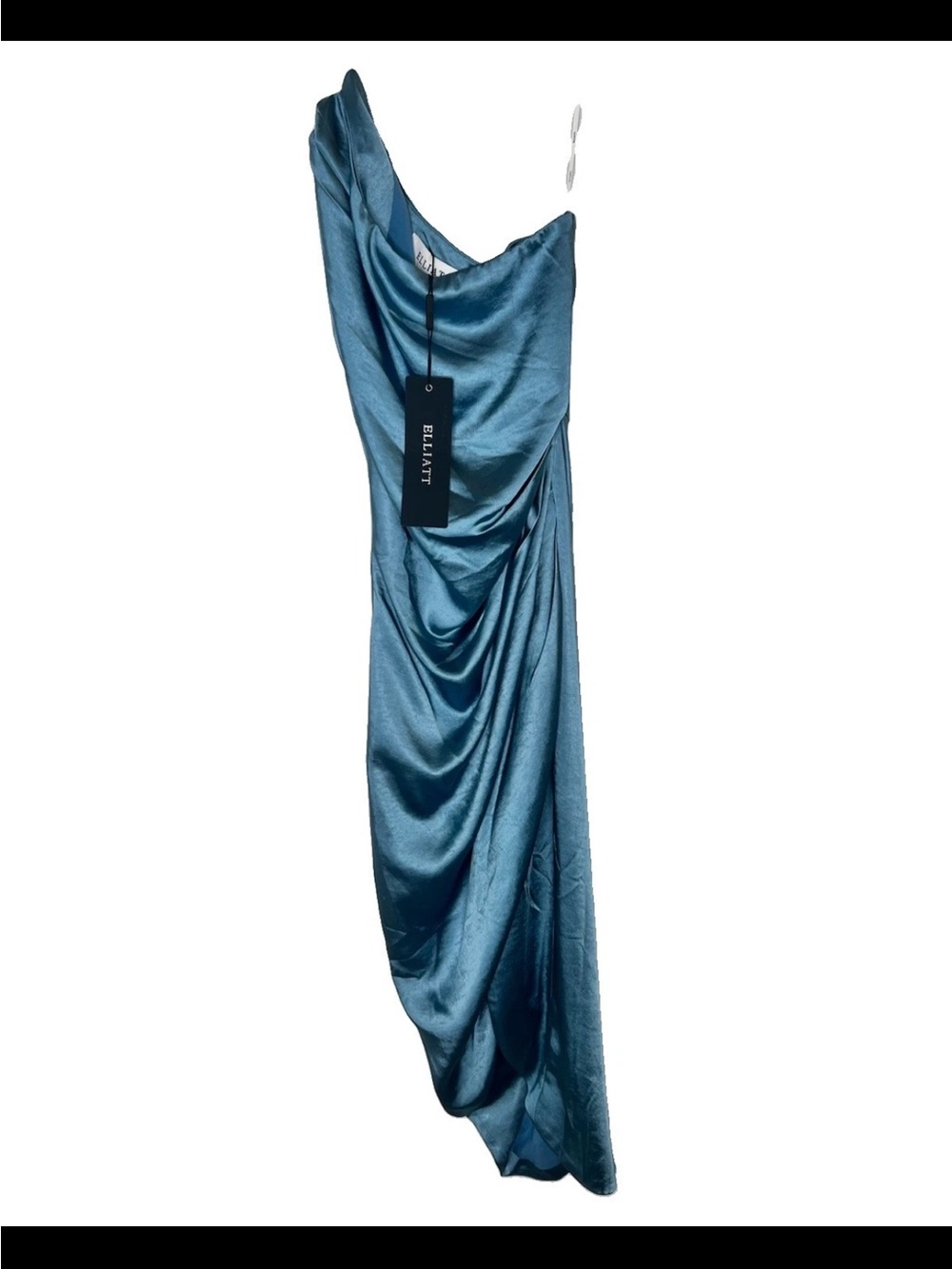 Elliatt Teal One-Shoulder Satin Draped Dress